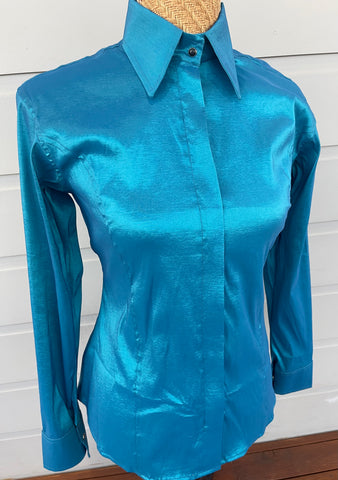 Aqua Blue Stretch Taffeta Show Shirt